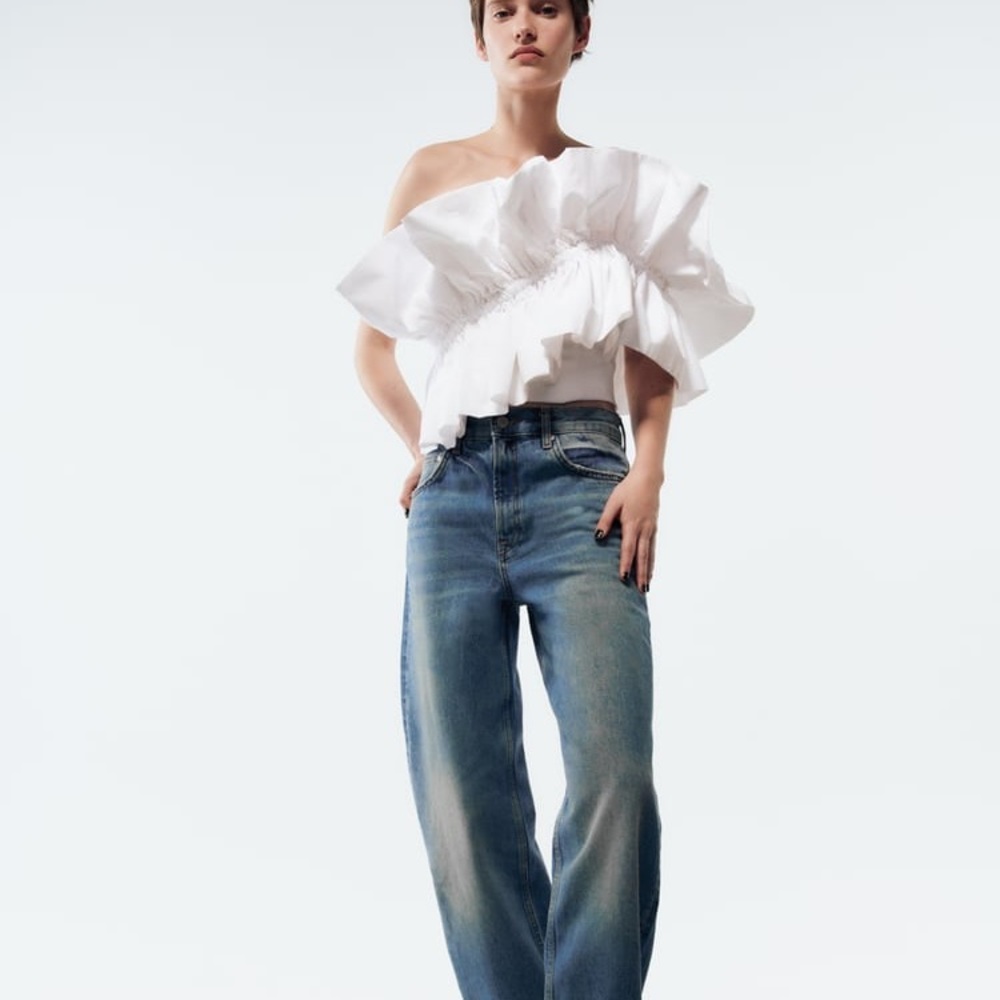 Zara Poplin Top with Ruffles - Picture 2 of 16